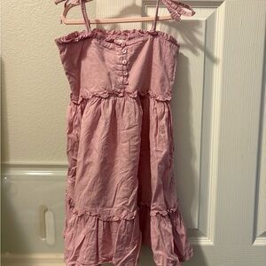 Jamie Kay Cotton Pink Tiered Shoulder Tie Ruffled Kids Dress